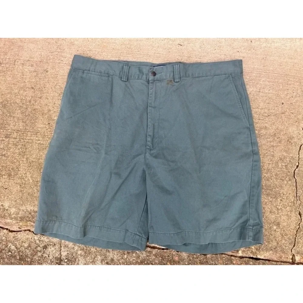 VTG Ralph Lauren USA 38 Olive Green Chino Cargo Shorts Band Adjustable USA Fifa